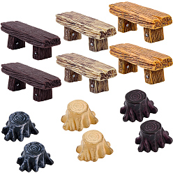 (52) Непрозрачная лаванда 12 шт. 2 стили скамейки из смолы, мини-мебель, украшение сада кукольного домика, разноцветные, 20~55x16~17x10~18 мм, 6 шт / стиль