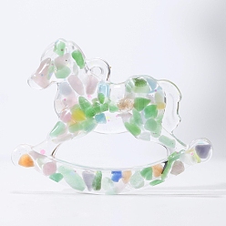 Кошачий Глаз Украшения для выставки товаров из смолы, со стеклянной крошкой «кошачий глаз», фигурка лошадки-качалки, украшение для дома по фэн-шуй, 90x65x10 мм