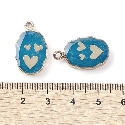 Сердце Натурального белого нефрита подвески, окрашенная и подогревом, овальные подвески из позолоченной латуни, глубокое синее небо, сердце, 22~22.5x13~13.5x4.5 мм, отверстие : 1.6~1.8 мм