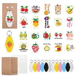 Food Сделай сам наборы для ключей, включая бумажные брелки для ключей, OPP мешки целлофана, пластиковый брелок и наклейки из ПВХ, питание, 120x70x0.4 мм