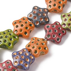 (52) Непрозрачная лаванда Окрашенные стеклянные бусины , золотой металл обвитыми, звезда, разноцветные, 13.5x14x6.5 мм, отверстие : 1.2 мм, около 30 шт / нитка, 15.16'' (38.5 см)