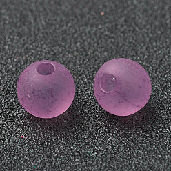 Medium Orchid Transparent Acrylic Beads, Round, Frosted, Violet, 14mm, Hole: 2mm, about 300pcs/500g