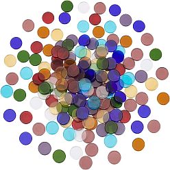 Mixed Color Glass Mosaic Tiles, for Home Decoration Crafts Jewelry Making, Flat Round, Mixed Color, 14.5~15x2.5~3mm, about 180pcs/box