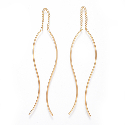 Golden 304 Edelstahl Ohrringe, Welle, golden, 123 mm, Stift: 0.8 mm