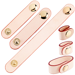 Персиковый Слойка 6шт. 3 варианты: кожаные ремешки из коровьей кожи с золотистой металлической застежкой-кнопкой, шнур организатор, для фиксации ручки кожаной сумки, розовые, 64~110x13~14.5x2~5.5 мм, 2 шт / стиль