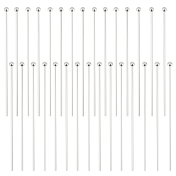 Серебро 30 шт. 925 булавки с шарообразной головкой из стерлингового серебра, серебряные, 40x0.5 мм (калибр 24), Шар: 1.8 mm