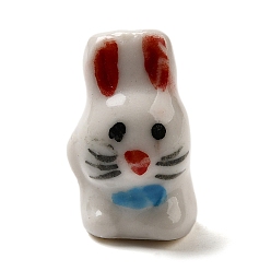 Кролик Фарфоровые бусины ручной работы, животные, кролик, 20.5x12.5x12.5 мм, отверстие : 1.8~4 мм