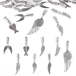 Античное Серебро 16шт 8 стиль сплав наконечник шнура, перо, античное серебро, 48~76 мм, 2 шт / стиль