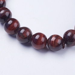 Tiger Eye Natural Tiger Eye Beaded Stretch Bracelets, Round, 2-1/8 inch(53mm)