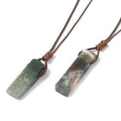 (RRHB277) Кристалл на подкладке из медово-бежевого цвета Ожерелье с подвеской из натурального индийского агата и вощеным шнуром для женщин, 33.86~38.98 дюйм (86~99 см)