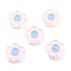 Misty Rose Transparent Acrylic Beads, with Enamel, Flower, Misty Rose, 19.5x26x9mm, Hole: 3.5mm
