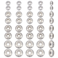 Нержавеющая Сталь Цвет 48шт 4 стили бусины из нержавеющей стали, с пластиковым, ползунки, рондель, цвет нержавеющей стали, 6~10x3~4.5 мм, отверстие : 1.6~3 мм, 12 шт / стиль