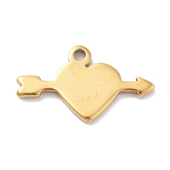 Сердце 304 прелести нержавеющей стали, лазерная резка, реальный 18 k позолоченный, сердце, 8x13.5x1 мм, отверстие : 1.2 мм