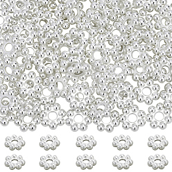 Нержавеющая Сталь Цвет 80 шт. 304 распорные втулки из нержавеющей стали, цветок, гранулированные бусины, цвет нержавеющей стали, 3x1 мм, отверстие : 0.8 мм