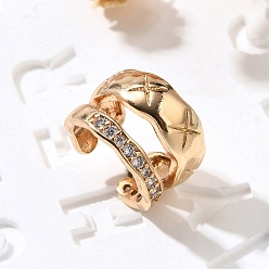 Золотой Серьги-каффы из латуни с прозрачным кубическим цирконием, двухслойный с-образный, золотые, 9x12x12.5 мм