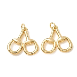 Real 18K Gold Plated Brass Pendants, Cherry Charms, Rack Plating, Long-Lasting Plated, Lead Free & Cadmium Free, Real 18K Gold Plated, 20.5x10.5x3mm, Hole: 3mm