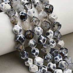 Gris Brins de perles d'agate naturelle (teintes et chauffées), facette, étoiles coupées perles rondes, grises , 10x9.5mm, Trou: 1.2mm, Environ 37 pcs/chapelet, 14.57'' (37 cm)