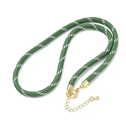 Sea Green Ployester Core-Wrapped Round Cord Necklace Making, with Brass Finding, Golden, Sea Green, 17.72x0.18 inch(45x0.45cm)