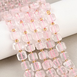 Розовый Кварц Природного розового кварца нитей бисера, кубические, с бисером, 8~8.5x8x7~8.5 мм, отверстие : 0.8 мм, около 39~40 шт / нитка, 15.35~15.83'' (39~40.2 см)