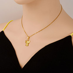 Настоящее золото 18K 304 Женские подвески-ангелы из нержавеющей стали, реальный 18 k позолоченный, 17.72 дюйм (45 см)