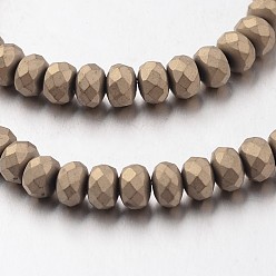 (252) Цвет внутри: морской / фиолетовый на подкладке Гальванизировать немагнитных синтетический гематит нитей бисера, матовые, рондель, античная бронза покрытие, 4x3 мм, отверстие : 1 мм, около 130 шт / нитка, 15.7 дюйм