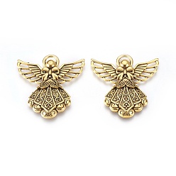Antique Golden Alloy Pendants, Cadmium Free, Nickel Free and Lead Free, Angel, Antique Golden, 43x37x4mm, Hole: 5mm