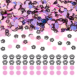 Mixed Color 100G Plastic Sequins Beads, Sewing Craft Decorations, Dog Footprint & Flat Round, Mixed Color, 6~6.5x6.5~7x0.2~0.3mm