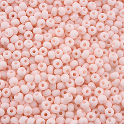 Misty Rose 6/0 Glass Seed Beads, Macaron Color, Round Hole, Round, Misty Rose, 4~4.5x3mm, Hole: 1~1.2mm, about 4500pcs/bag, about 450g/bag.