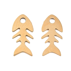 Настоящее золото 18K 304 прелести нержавеющей стали, елочка, ионное покрытие (ip), реальный 18 k позолоченный, 10x5x0.8 мм, отверстие : 1.2 мм