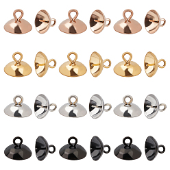 (52) Непрозрачная лаванда 48 шт. 4 цветное ионное покрытие (IP) 304 нержавеющая сталь чашки штифты скобы штыревые подвески, за половину пробурено бисера, разноцветные, 8 мм, отверстие : 1.5 мм, штифты : 0.7 мм, 12 шт / цвет