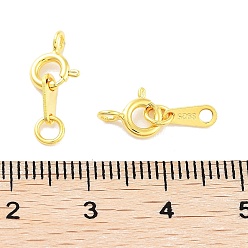 Real 18K Gold Plated 925 Sterling Silver Spring Ring Clasps, Real 18K Gold Plated, 16mm