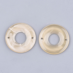 Белый Навахо Акриловые ссылки, Стиль имитация драгоценных камней, пончик / пи-диск, навахо белый, 43x4 мм, Отверстие : 2.5 мм , около 110 шт / 500 г