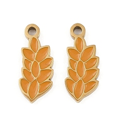 Другие Овощи 304 эмалированные подвески из нержавеющей стали, ионное покрытие (ip), золотые, цвет пшеницы, 14.5x6x1.5 мм, отверстие : 1.4 мм