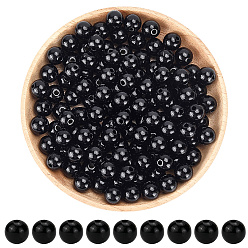 Черный Абс пластиковые жемчужные бисера, круглые, чёрные, 7.5~8 мм, отверстие : 2.3 мм, 500 шт / комплект