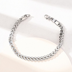 Нержавеющая Сталь Цвет 304 Браслеты из нержавеющей стали с панцирным плетением для женщин и мужчин, цвет нержавеющей стали, 8.66 дюйм (22 см)