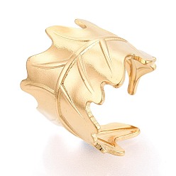 Настоящее золото 18K Ионное покрытие (ip) 304 манжеты из нержавеющей стали для женщин, лист, реальный 18 k позолоченный, 21.5 мм, внутренний диаметр: 17 мм