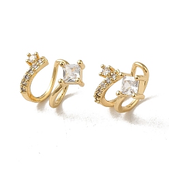 Light Gold Латунная серьга-кафф с микропаве и цирконием, золотой свет, 13x12.5 мм