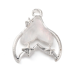 Белый Подвески из смолы из металлического сплава, рыбий хвост, белые, 18x15x4 мм, отверстие : 1.8 мм