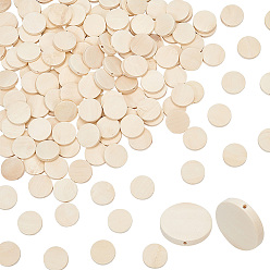 Античный Белый 150 шт. Деревянные бусины, неокрашенными, плоско-круглые, старинный белый, 20x5 мм, отверстие : 1.4~2 мм