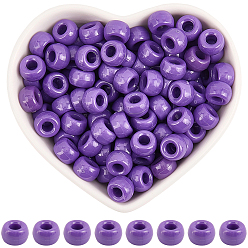 Сине-фиолетовый 800шт непрозрачные пластиковые бусины, баррель, синий фиолетовый, 9x6 мм, отверстие : 3.8 мм