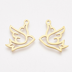Золотой 201 подвески из нержавеющей стали, птица, золотые, 16x18x1 мм, отверстие : 1.4 мм