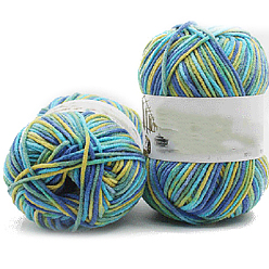 Türkis 5-fädiges segmentgefärbtes Milchbaumwollgarn, zum Stricken von Mützen, Decken, Schals und Kleidung, Türkis, 2.5 mm, 50g/Strang