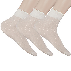 Белый 3 пары однотонных носков из акрилового волокна, узор в горошек, белые, 286x80x3 мм