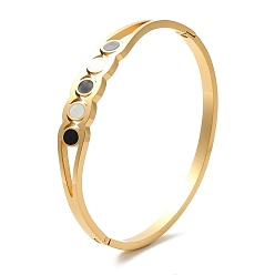 Золотой Овальные эмалевые вакуумные браслеты 304 из нержавеющей стали для женщин, золотые, внутренний диаметр: 1-7/8x2-3/8 дюйм (4.9x5.9 см)