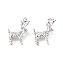 Платинированный Латунные подвески, без кадмия, без никеля и без свинца, олень, Реальная платина, 20x15x7 мм, отверстие : 1.2 мм