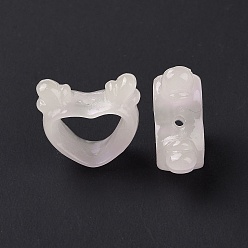Transparent Epoxidharzperlen, imitatorische Jade, Herz, Transparent, 16x17.5x8 mm, Bohrung: 1.5 mm