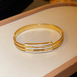 Золотой Браслеты-палки 304 из нержавеющей стали с кристаллами и стразами для женщин, золотые, внутренний диаметр: 2-3/8 дюйм (6 см)