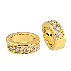 Настоящее золото 18K Латунные микропаве из прозрачного кубического циркония, долговечный, без свинца и без кадмия, овальные, реальный 18 k позолоченный, 6x5x2 мм, отверстие : 3.5x2.5 мм