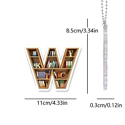Letter W Подвесные украшения для книжной полки в форме акриловых букв, для дома, автомобиля, сумки, подвесные украшения, Буква W, 85x110 мм