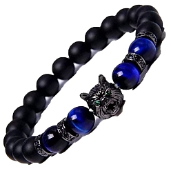 Тигровый глаз Естественно тигровый глаз стрейч браслеты, круглые, 7-1/2 дюйм (19 см)